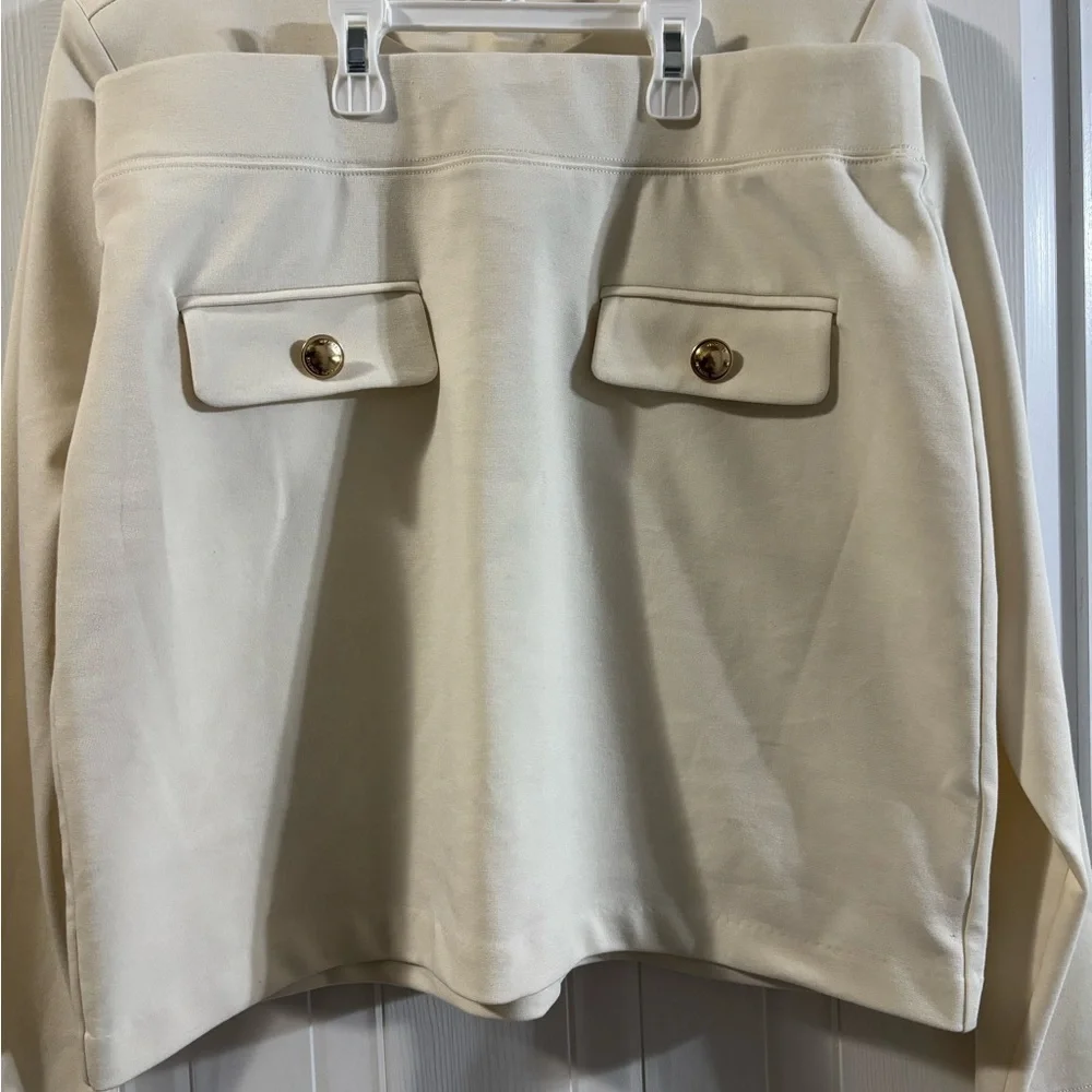 Michael Kors Cream Blazer and skirt with Gold Buttons